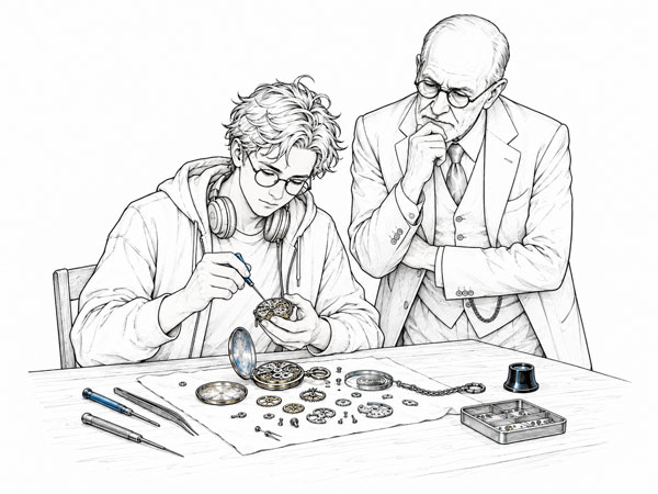 Systemhacker und Seelenleser beim Reverse Engineering einer Taschenuhr